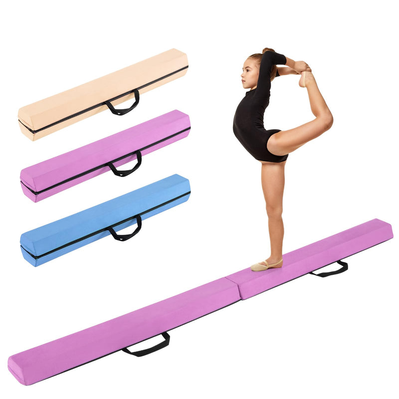 Load image into Gallery viewer, Goplus 7 FT Folding Balance Beam, Foam Floor Gymnastic Beam w/Removable Suede Cover, Non-Slip Bottom
