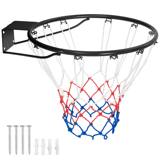 Goplus 18’’/15’’ Replacement Basketball Rim, Wall Door Mounted Basketball Hoop with All Weather Net