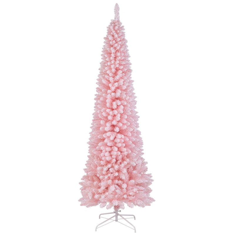 Load image into Gallery viewer, Goplus 8ft Pink Slim Pencil Christmas Tree, Artificial Unlit Skinny Xmas Full Tree with 1000 Branch Tips
