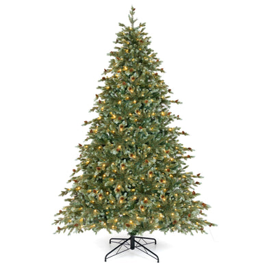 Goplus 8ft Pre-Lit Artificial Christmas Tree with 410 Warm White LED Lights, 8 Modes, 1226 PVC & PE Branch Tips