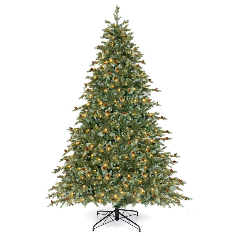 Load image into Gallery viewer, Goplus 8ft Pre-Lit Artificial Christmas Tree with 410 Warm White LED Lights, 8 Modes, 1226 PVC &amp; PE Branch Tips
