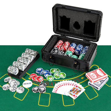 Goplus Poker Chip Set, Casino Poker Chips with 300 PCS Chips, 6 Decks Cards, Dealer Button