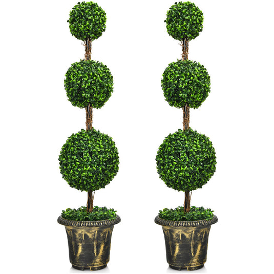 Artificial Boxwood Topiary Tree, Set of 2