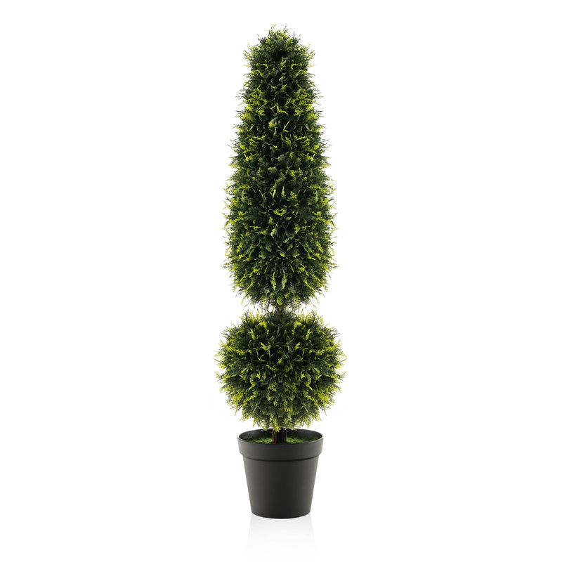 Load image into Gallery viewer, Goplus 4FT Artificial Boxwood Topiary Tree, Faux Potted Plants with Natural Vines
