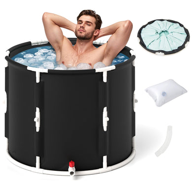 Goplus Foldable Ice Bath Tub for Athletes, Cold Plunge Tub w/Cover, Plunge Pool for Muscle Recovery Cold Water Therapy Training