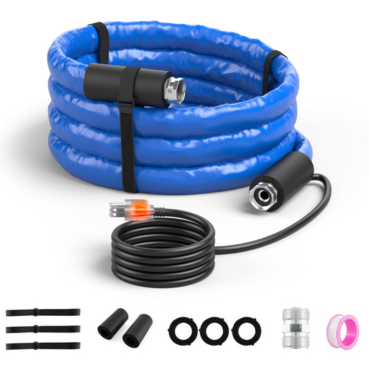 Goplus 15FT Heated Water Hose for RV, Heated Drinking Water Hose in Temperature Down to -45℉ with 3/4” GHT Adapter