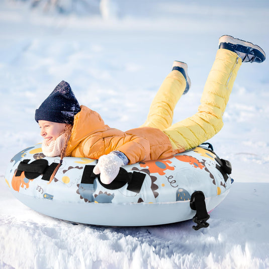 Goplus Snow Tube, 52" Inflatable Snow Sled w/Premium Polyester Oxford Cover