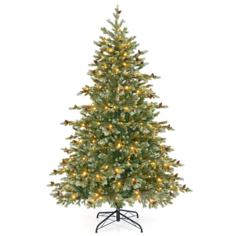 Load image into Gallery viewer, Goplus 6ft Pre-Lit Artificial Christmas Tree, Hinged Full Xmas Pine Tree with 240 Warm White LED Lights
