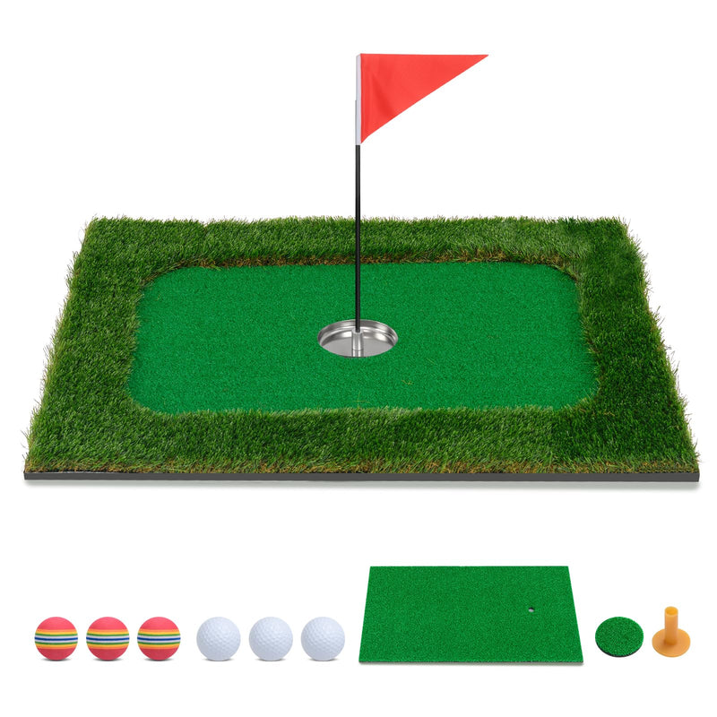 Load image into Gallery viewer, Goplus Floating Golf Green for Pool, Chipping Green Mat w/Hitting Mat, Golf Balls, Flag &amp; Tee, Rectangle, 35.5&quot; x 23.5&quot;
