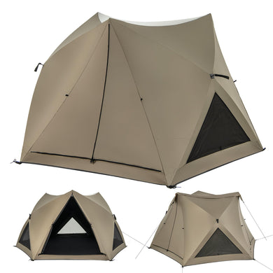 Goplus Pop-up Camping Tent for 4/5/6 Person, 6-Sided Family Tent w/Rainfly, Skylight, 3 Doors