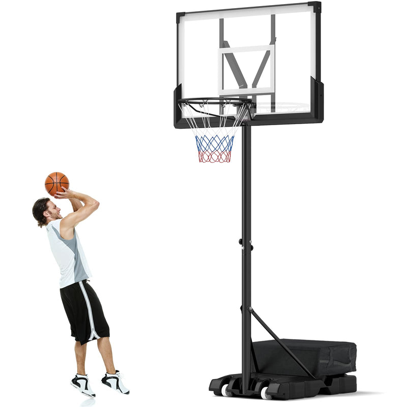 Load image into Gallery viewer, Goplus Basketball Hoop Outdoor, 4.1-10 FT Height Adjustable Basketball Goal System with 45 Inch Shatterproof PC Backboard
