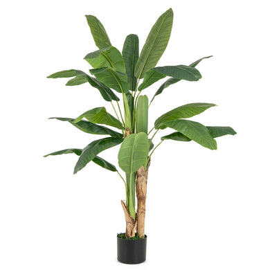 Goplus 5.3ft Tall Bird of Paradise Artificial Plant, Fake Tropical Palm Tree in Nursery Pot