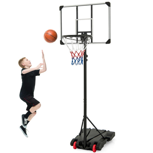 Goplus Portable Basketball Hoop Outdoor, 5.9FT-6.9FT Height Adjustable Basketball Goal System w/Fillable Base