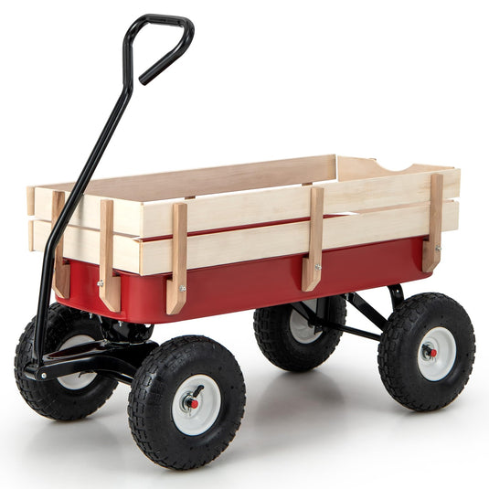 Goplus Garden Cart with Wood Railing