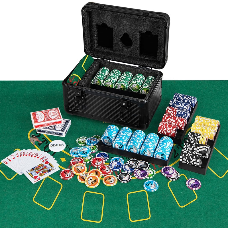 Load image into Gallery viewer, Goplus Poker Chip Set, Casino Poker Chips with 600 PCS Chips, 6 Decks Cards, Dealer Button
