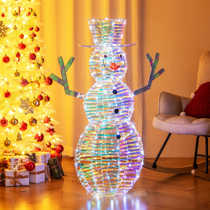 Load image into Gallery viewer, Goplus 4 FT Lighted Christmas Snowman, Light-up Xmas Holiday Decoration with 100 LED Lights
