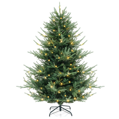 Goplus 6ft Faux Hinged Xmas Full Tree with 240 Warm White LED Lights, 778 Branch Tips