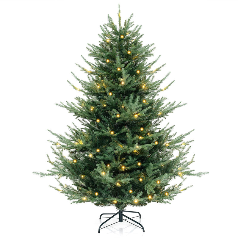 Load image into Gallery viewer, Goplus 6ft Faux Hinged Xmas Full Tree with 240 Warm White LED Lights, 778 Branch Tips
