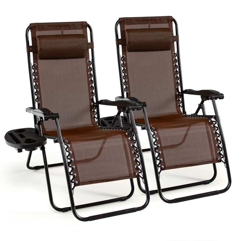 Load image into Gallery viewer, Goplus 2PC Zero Gravity Chairs Lounge Patio Folding Recliner
