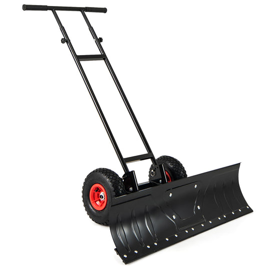 Goplus 36” Wide Snow Shovel for Driveway, Heavy-Duty Metal Snow Plow w/ 7-Position Angled Blade