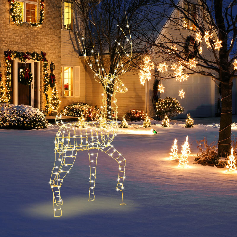 Load image into Gallery viewer, Goplus Christmas Lighted Reindeer, 6 ft 3D Festive Buck with 300 Warm White LED Lights
