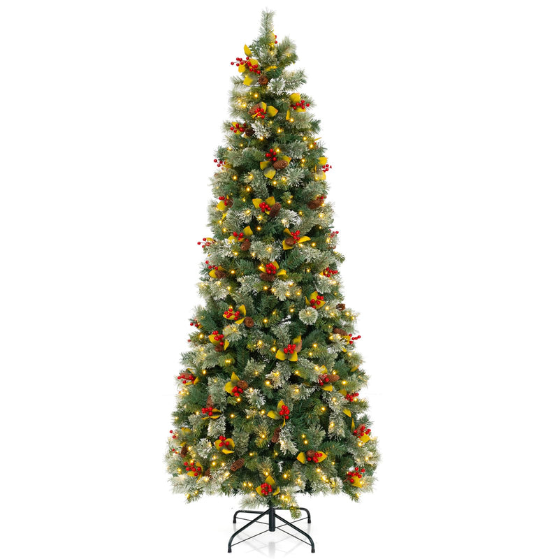 Load image into Gallery viewer, Goplus 7.5ft Pre-Lit Artificial Christmas Tree, Hinged Xmas Tree with 1096 PVC &amp; Pine Needles
