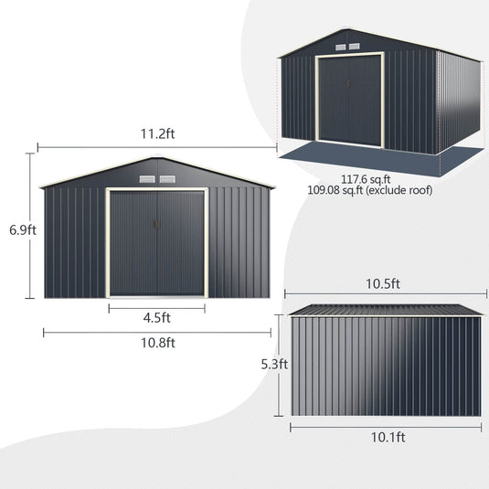 Goplus Storage Shed, Metal Outdoor Building Organizer