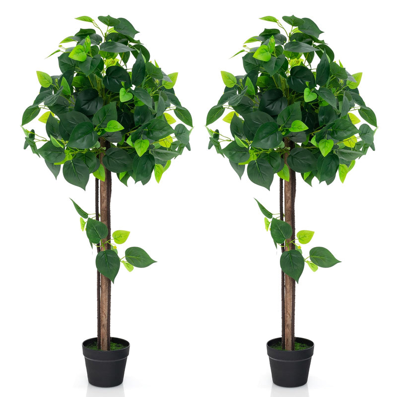 Load image into Gallery viewer, Goplus 45&quot; Artificial Hydrangea Tree, Tall Fake Potted Silk Tree with Real Wood Trunk
