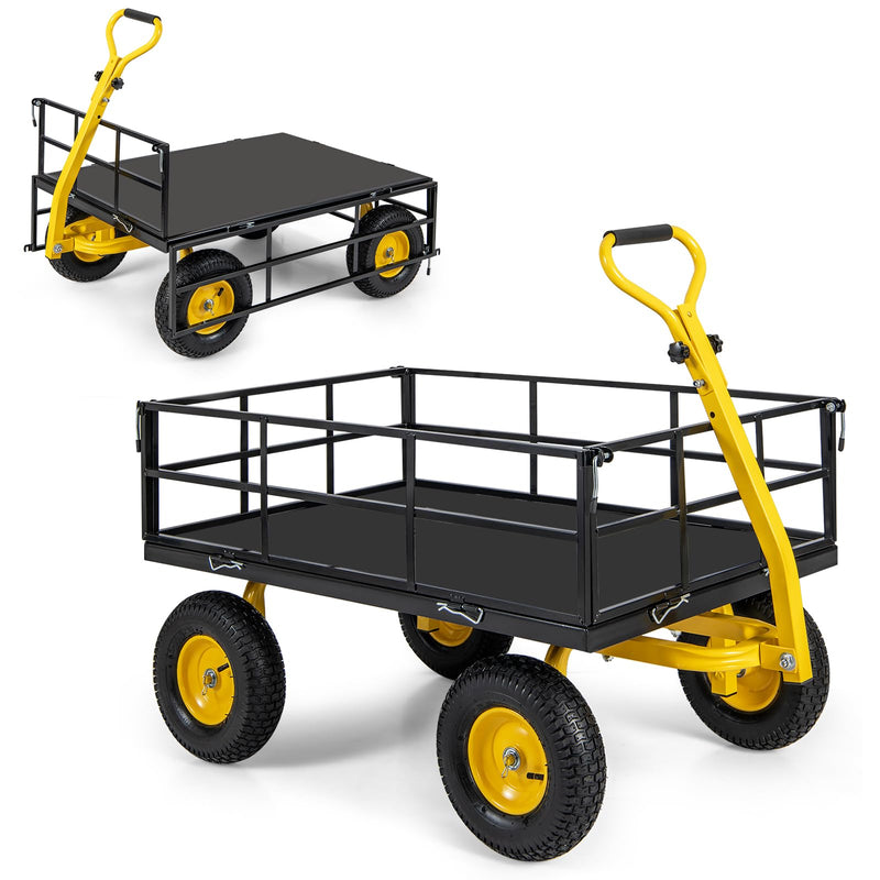 Load image into Gallery viewer, Goplus Utility Garden Wagon, Outdoor Platform Cart w/4 Removable Side Panels, 1200 LBS Load Capacity
