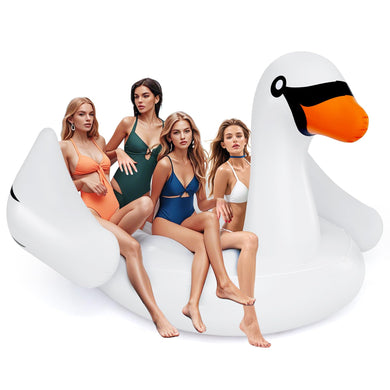 Goplus Giant Flamingo Pool Float, 4 People Inflatable Pool Raft w/Air Pump & Cup Holders for Adults Kids