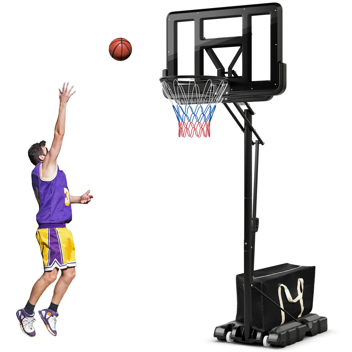 Goplus Portable Basketball Hoop, 8 to 10ft 5-Level Height Adjustable Basketball Goal Hoop Stand