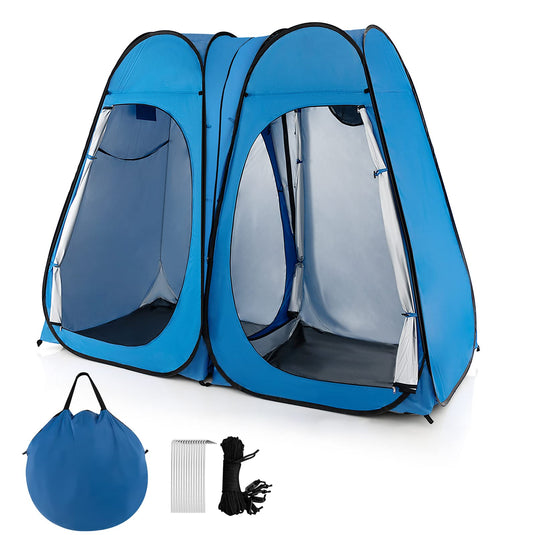 Goplus 2 Room Pop Up Shower Tent, 7.5FT Changing Tent with Ground Stake, Wind Rope, Carry Bag