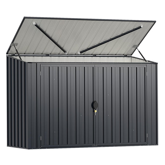 Goplus 6.3 x 2.8 FT Metal Outdoor Storage Shed, Snap-on Structures for Efficient Assembly