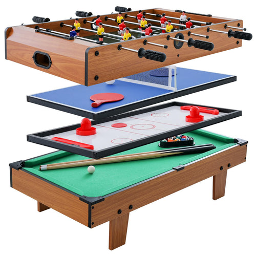 Goplus 4 in 1 Multi Game Table, Combination Game Table Set with Pool Billiards, Air Hockey, Foosball, Table Tennis