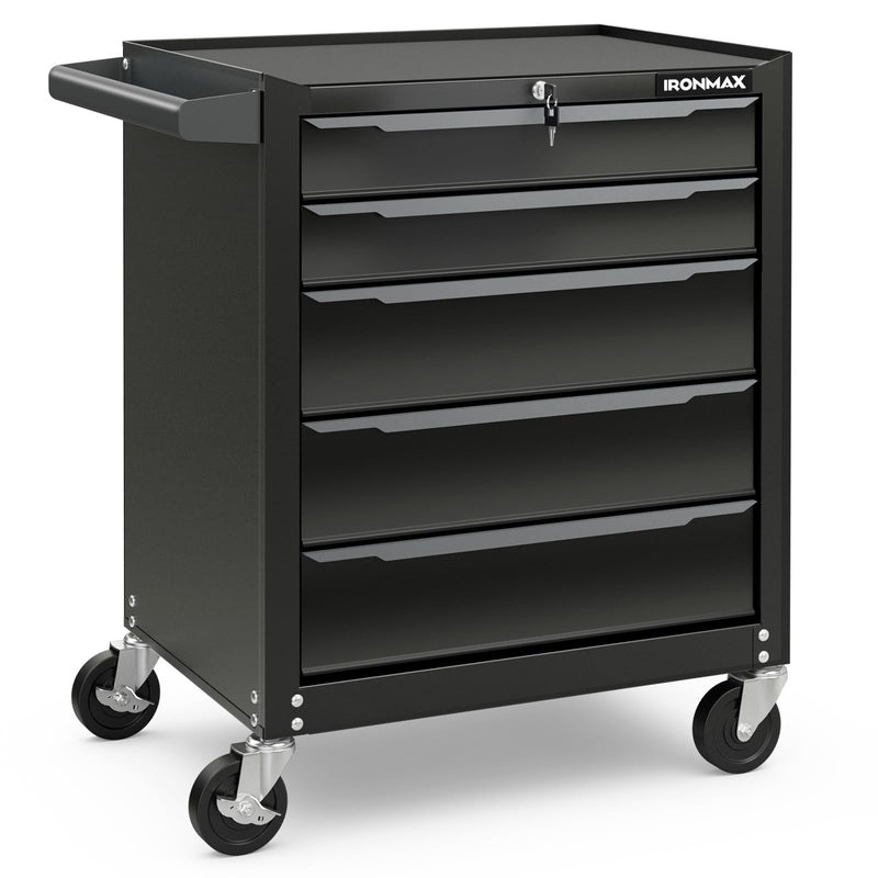 Load image into Gallery viewer, Goplus Rolling Steel Tool Chest, 5-Drawer Tool Storage Cabinet with Hanging Holes, Central Keyed Locking System
