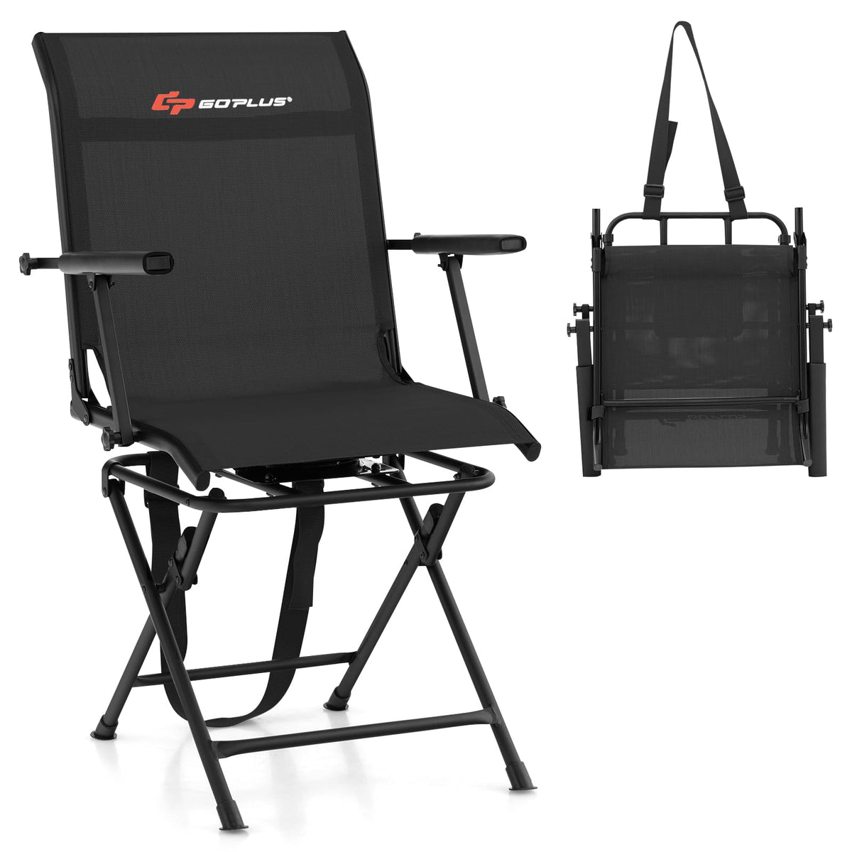 Goplus Hunting Chair, 360°Swivel Hunting Blind Chair with Carrying Strap