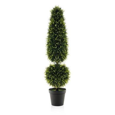 Goplus 4FT Artificial Boxwood Topiary Tree, Faux Potted Plants with Natural Vines