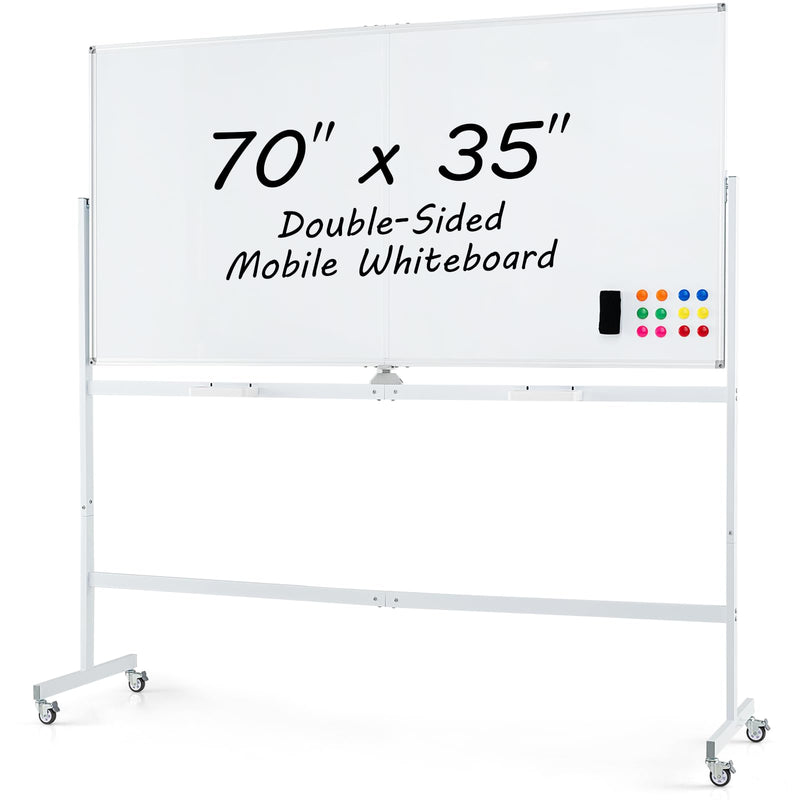 Load image into Gallery viewer, Goplus Rolling Whiteboard on Wheels, 70&quot; x 35&quot; Double-Sided Magnetic Whiteboard with Stand and Aluminum Alloy Frame
