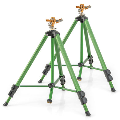 Goplus Tripod Sprinkler 2 Pack, Impact Sprinklers on Tripod Base with 360 Degree, 36-44.6FT Coverage Area, 22.5”-47” Height Adjustment