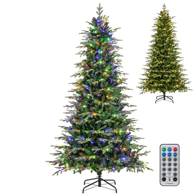 Goplus 9ft Pre-Lit Artificial Christmas Tree with 1770 PVC & PE Tips, 560 Multicolored & Warm White LED Lights