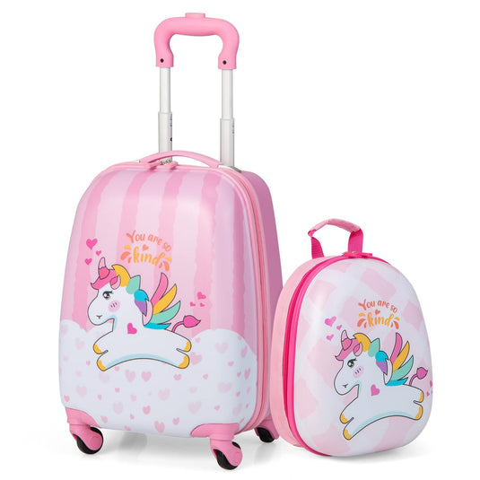 Goplus 2PC Kids Luggage, 12" & 16" Kids Carry On Luggage Set, Lightweight Spinner Suitcases