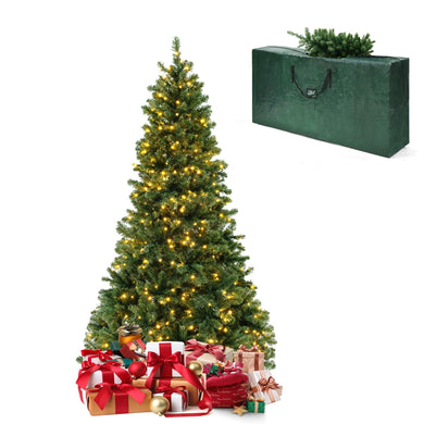 Goplus 6ft/7ft/8ft Pre-Lit Artificial Christmas Tree with Storage Bag, for Office Home Decor