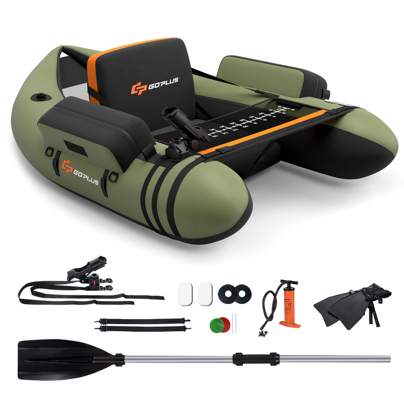 Load image into Gallery viewer, Goplus Inflatable Float Tube, Fishing Belly Boat with Fish Ruler, Pump, Storage Bag, Adjustable Straps
