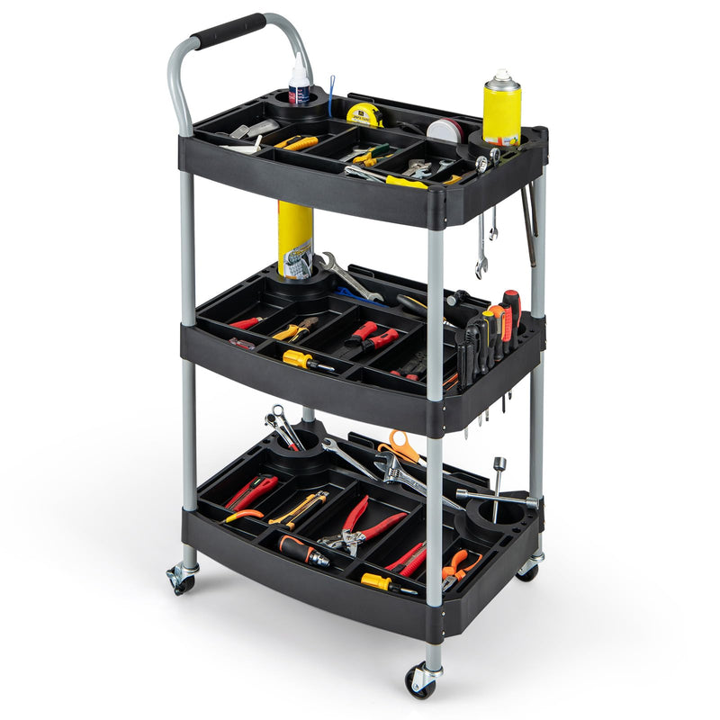 Load image into Gallery viewer, Goplus 3-Tier Rolling Tool Cart, Mobile Service Cart with Storage Compartment
