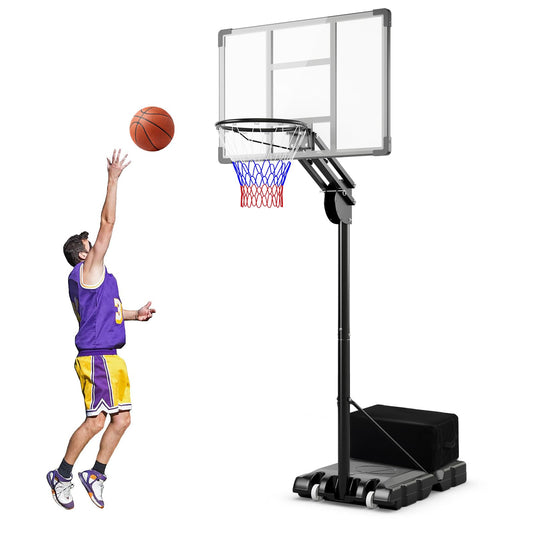 Goplus Basketball Hoop Outdoor, 4.9-10FT Height Adjustable Portable Basketball Stand System w/Shatterproof Backboard