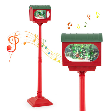 Goplus 59 Inch Musical Christmas Street Lamp, Festive Lamp Post w/Sound-Activated Snow Globe Lantern