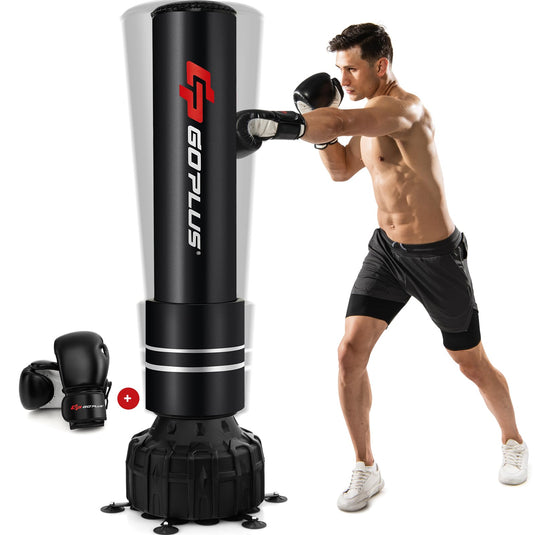 Goplus Freestanding Punching Bag, 71" Heavy Boxing Bag with 25 Suction Cups, Boxing Gloves, Filling Base