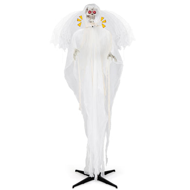 Goplus 8.3 FT Halloween Standing Angel, Poseable Halloween Animatronic Prop with Light up Eyes