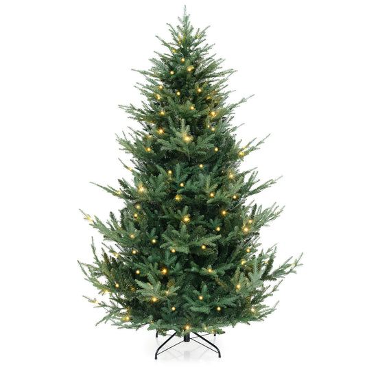 Goplus 7ft Pre-lit Artificial Christmas Tree with 340 Warm White LED Lights, 1090 Branch Tips