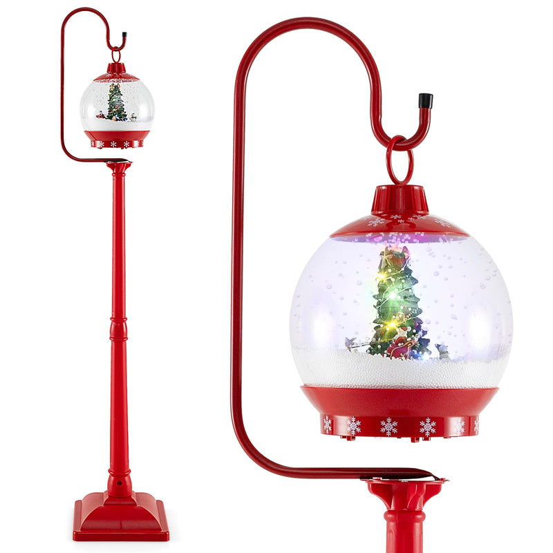 Load image into Gallery viewer, Goplus 68 Inch Musical Christmas Street Lamp, Festive Lamp Post w/Sound-Activated Snow Globe Lantern
